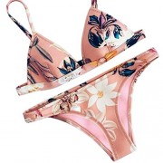 Twinsmall Floral Print Strappy Bikini Set,Bandage Backless Swimsuit For Women - Swimsuit - $3.99 