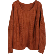 Twisted Knitted Coffee Jumper - Puloveri - 