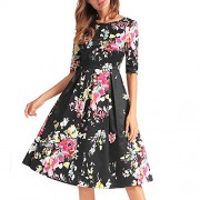 UNIQUE SHOP Cross-Border Women's Clothing Amazon Explosion 2018 New Vintage Dress Clothes Printed Dress - Dresses - $34.47 