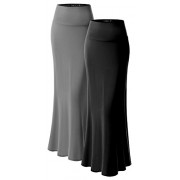 URBAN K Womens Basic Foldable High Waist Regular and Plus Size Maxi Skirts - Skirts - $9.99 