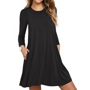 Unbranded* Women's Long Sleeve Pocket Casual Loose T-Shirt Dress - Dresses - $9.99 