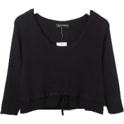 U-neck Drawstring Knit Top T-shirt - Srajce - dolge - $27.99  ~ 24.04€