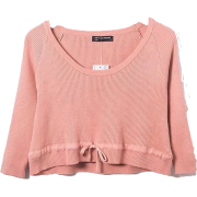 U-neck Drawstring Knit Top T-shirt - Srajce - dolge - $27.99  ~ 24.04€