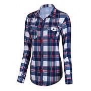 Urban CoCo Women's Classic Plaid Shirt Button Down Long Sleeve Blouse - Košulje - kratke - $17.86  ~ 113,46kn