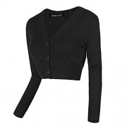 Urban CoCo Women's Cropped Cardigan V-Neck Button Down Knitted Sweater 3/4 Sleeve - Koszule - krótkie - $16.86  ~ 14.48€