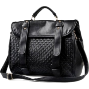 VALORA Black Embossed Checkered Woven Style Top Handle Buckle Closure Briefcase Office Tote Daybag Satchel Hobo Handbag Purse Convertible Shoulder Bag - Hand bag - $25.50 