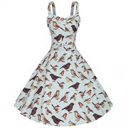 V Fashion Women's 1950s Plus Size Vintage Rockabilly Swing Dress Bird Print - sukienki - $12.99  ~ 11.16€