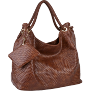 VIANCA Oversized Embossed Woven Pattern Top Double Handle Shopper Tote Hobo Shoulder Bag Satchel Handbag Brown - Hand bag - $35.50 