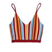 Verdusa Women's Beach Camisole Deep V Neck Striped Knit Crop Cami Top - Košulje - kratke - $12.99  ~ 82,52kn