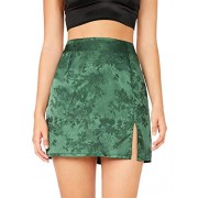Verdusa Women's High Waist Split Jacquard A-line Mini Skirt - Skirts - $15.99 