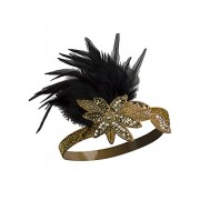 Vijiv Gold Black 20s Headpiece Inspired Leaf 1920s Flapper Headband Great Gatsby - Accessories - $12.99 