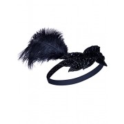Vijiv Vintage 1920s Flapper Headband Roaring 20s Great Gatsby Headpiece with Feather 1920s Flapper Gatsby Hair Accessories - Accessories - $6.99 