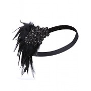 Vijiv Vintage Black Feather Silver 20s Headpiece 1920s Flapper Headband - Accessories - $11.99 