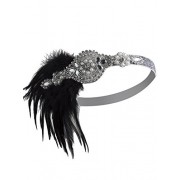 Vijiv Vintage Black Feather Silver 20s Headpiece 1920s Flapper Headband - Modni dodaci - $12.99  ~ 82,52kn