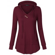 Vinmatto Women's Long Sleeve V Neck Pullover Kangaroo Pocket Sweatshirt Hoodie - 长袖T恤 - $39.99  ~ ¥267.95