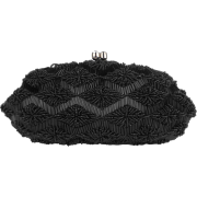 Vintage Beaded Argyle Diamond Pattern Evening Handbag, Clasp Purse Clutch w/Detachable Chains Black - Hand bag - $39.99 