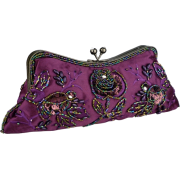 Vintage Rhinestones Beaded Rosette Pattern Evening Handbag, Clasp Purse Clutch w/2 Detachable Chains Purple - Bolsas com uma fivela - $25.50  ~ 21.90€