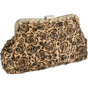 Vintage Victorian Rose Handmade Seed Beaded Rhinestones Closure Oversized Clutch Evening Bag Handbag Purse w/2 Hidden Shoulder Chains Champagne - Hand bag - $49.50 