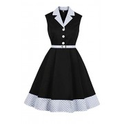 Vintage 50s Sleeveless Lace Marilyn Monroe Rockabilly Dresses for Women,Black,S - sukienki - $25.99  ~ 22.32€