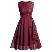 Vintage A-Line Contrast Dress Lace Chiffon Prom Gown for Women - ワンピース・ドレス - $29.09  ~ ¥3,274