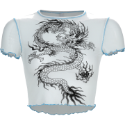 Vintage Dragon Print Bobble Short Sleeve - Košulje - kratke - $17.99  ~ 114,28kn