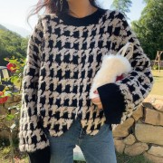 Vintage Houndstooth Wavy Edge High Quali - Pullovers - $45.99 