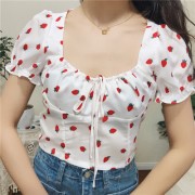 Vintage Little Strawberry Shirt Printed - Рубашки - короткие - $25.99  ~ 22.32€