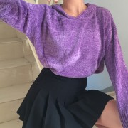 Vintage Loose Long Sleeve Hoodie Sweater - Pullovers - $35.99 