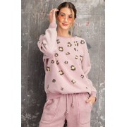 Vintage Rose Long Sleeve Leopard Print Washed Terry Sweatshirt - Giacce e capotti - $43.45  ~ 37.32€
