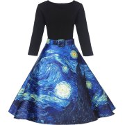 Vintage Starry Sky Print Dress - Vestidos - 