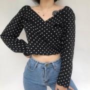 Vintage Sweet V-neck Small Shirt French - Košulje - kratke - $27.99  ~ 177,81kn