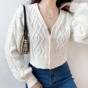 Vintage V-neck wild twist button-down la - Cardigan - $39.99  ~ 34.35€