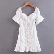 Vintage embroidered white dress - 连衣裙 - $35.99  ~ ¥241.15
