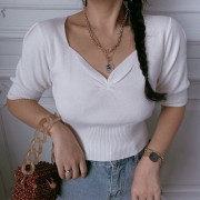 Vintage knitted T-shirt top - Shirts - $29.99 