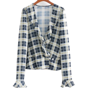 Vintage plaid ruffled V-neck shirt - Bolero - $27.99  ~ 177,81kn