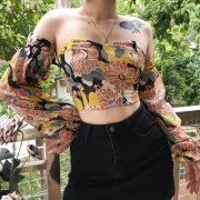 Vintage sexy floral small shirt ins styl - Košulje - kratke - $25.99  ~ 165,10kn