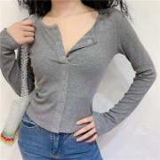 Vintage single-breasted long-sleeved cre - Magliette - $25.99  ~ 22.32€