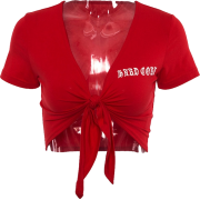 V-neck Reveal Navel Short-Sleeve T-Shirt - Cardigan - $15.99  ~ 13.73€