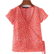 V-neck floral print short lace top - Košulje - kratke - $25.99  ~ 165,10kn