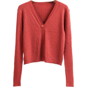 V-neck single-breasted short sweater - Pullover - $17.99  ~ 15.45€