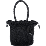 Voluptuous Rose Handmade Beaded Handbag Purse Tote Bag Black - Hand bag - $43.99 