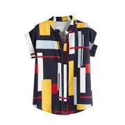 WDIRARA Women's Casual Short Sleeve Color Block Curved Hem Summer Blouse - 半袖シャツ・ブラウス - $11.99  ~ ¥1,349