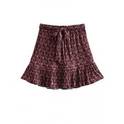 WDIRARA Women's Ditsy Floral A line Tie Front High Waist Ruffle Mini Skirts - Suknje - $12.99  ~ 11.16€