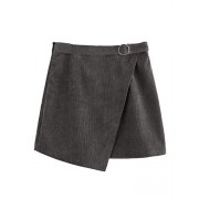WDIRARA Women's O-Ring Belt High Waist Wrap A-line Mini Short Skirt - Saias - $16.99  ~ 14.59€