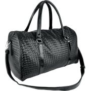 WES Unisex Black Embossed Woven Weekend Traveler Duffel Large Tote Shouler Bag Carry on Luggage - Hand bag - $22.50 