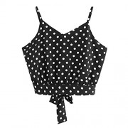 WILLTOO Women's Casual Cami Top Dot Print V Neck Sleevess Short Blouse Shirts - Dresses - $3.56 