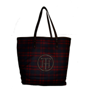 WOMEN'S TOMMY HILFIGER LARGE TOTE HANDBAG (Cranberry/Navy Plaid) - Hand bag - $99.00 