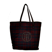 WOMEN'S TOMMY HILFIGER LARGE TOTE HANDBAG (Cranberry/Navy Plaid) - Hand bag - $99.00 