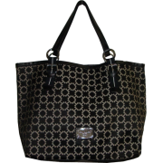 WOMEN'S TOMMY HILFIGER LARGE WEB RING TOTE (BLACK/WHITE) - Hand bag - $129.00 