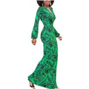 WSPLYSPJY Womens Geometric Print Plunge Neck Evening Party Bodycon Sexy Dresses - Dresses - $33.87 